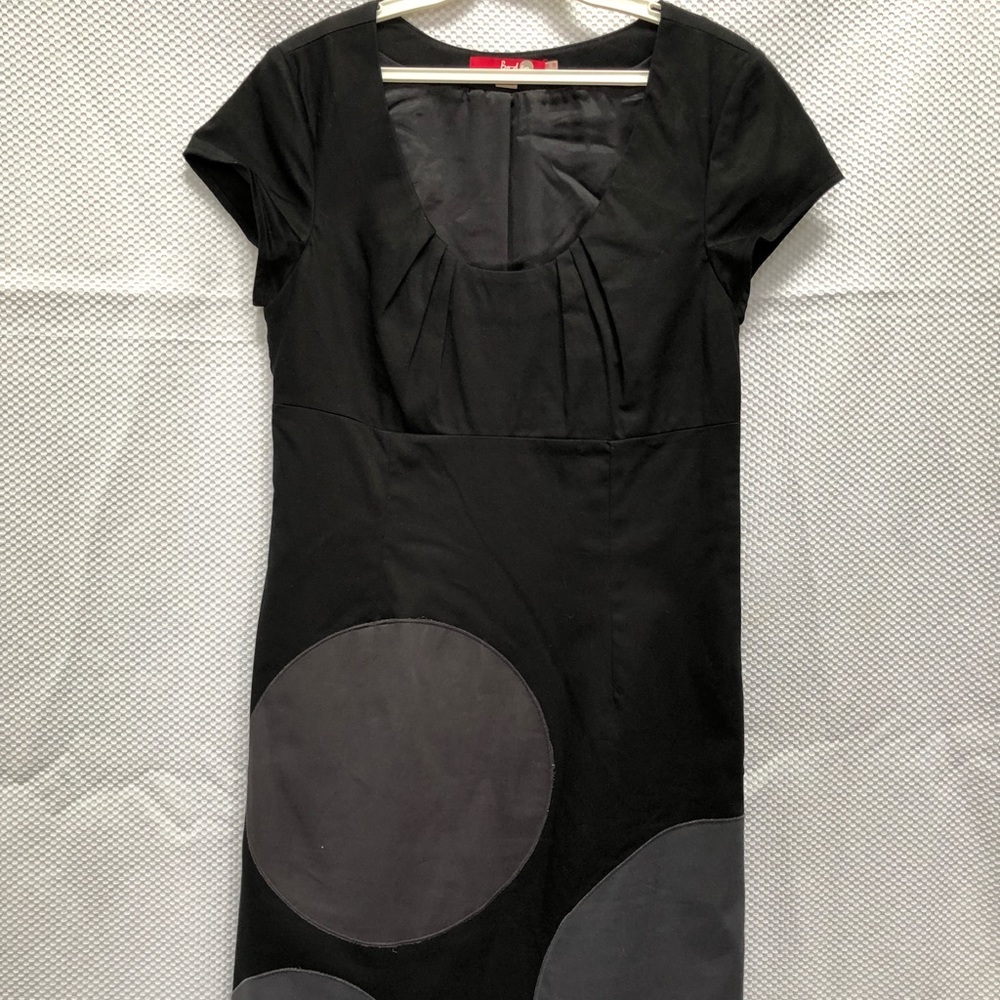 Boden black shift dress with gray dots